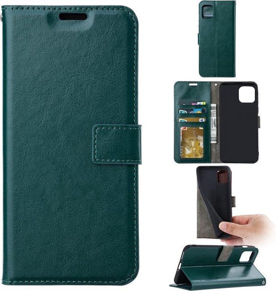 iPhone 12 Pro Max Hoesjes – Portemonnee Book Case – Pasjeshouder – Magneetsluiting – Groen-Ilumina Benelux