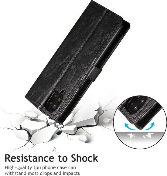 Samsung Galaxy A22 4G Hoesjes – Bookcase Portemonneehoes – Ritssluiting – 5 Pasjeshouder – Zwart