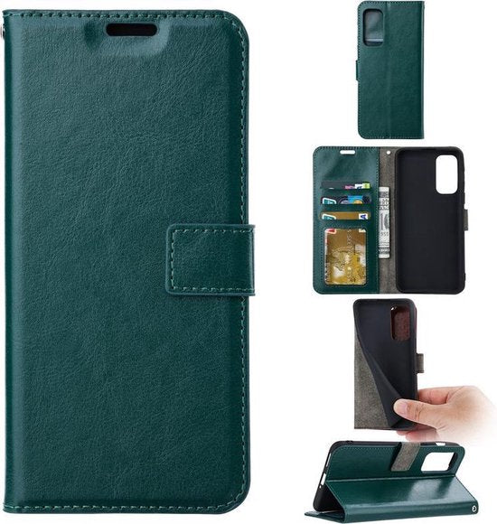 Motorola Edge 30 Hoesjes – Portemonnee Book Case – Pasjeshouder – Magneetsluiting – Groen