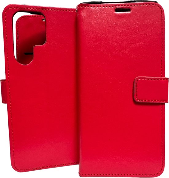 Samsung Galaxy S23 Ultra Hoesjes – Portemonnee Book Case – Pasjeshouder – Magneetsluiting – Rood-Ilumina Benelux