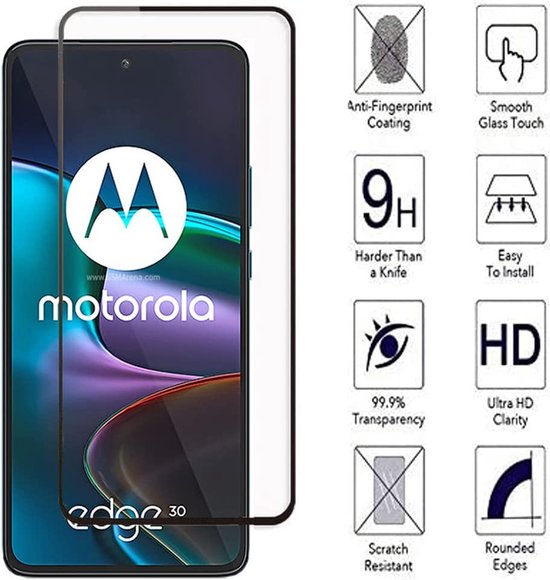 Full Cover Screenprotector - Geschikt voor Motorola Moto Edge 30 - 9H Glas (2-Pack)