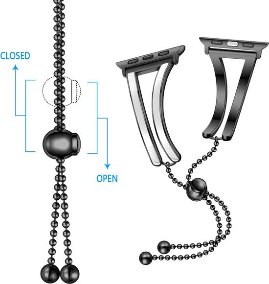 Bracelet / band Geschikt voor: iWatch 38 mm 40 mm 42 mm 44 mm Meisjes Unieke sieradenstijl Klassieke manchetarmband Roestvrij stalen polsband Bangle Chain Geschikt voor: Apple Watch-serie 9 8 7 6 5 4 3 2 1 - Wit