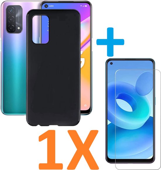 Oppo A93 5G Hoesjes – Soft TPU Siliconen Backcover – Inclusief Screenprotector – Schokbestendig – Zwart-Ilumina Benelux