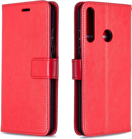 Huawei P40 Lite E Hoesjes – Portemonnee Book Case – Pasjeshouder – 2x Screenprotector – Rood-Ilumina Benelux