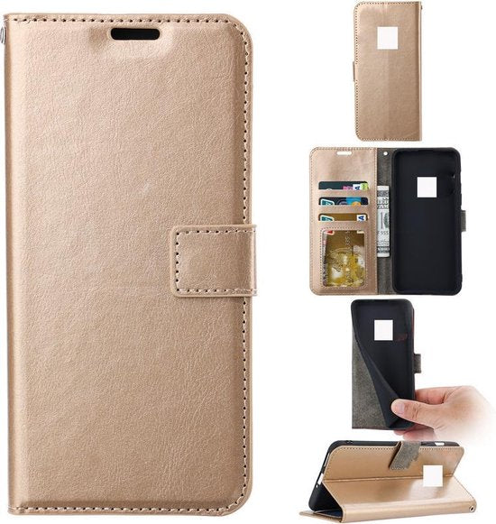 Nokia XR20 Hoesjes – Portemonnee Book Case – Pasjeshouder – Magneetsluiting – Goud-Ilumina Benelux