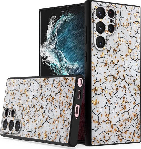 Samsung Galaxy S23 Ultra Hoesjes – Siliconen Backcover met Print – Soft Silicone – Gebroken Wit-Ilumina Benelux