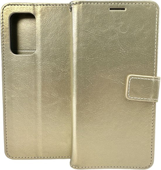 Oppo A94 5G Hoesjes – Portemonnee Book Case – Pasjeshouder – 2x Screenprotector Gehard Glas – Goud-Ilumina Benelux