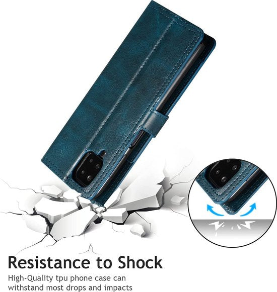 Samsung Galaxy A22 4G Hoesjes – Bookcase Portemonnee Hoes – Ritssluiting – 5 Pasjeshouder – Blauw