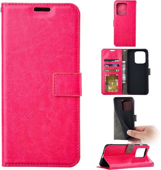 iPhone 16 Pro Hoesjes – Portemonnee Book Case – Pasjeshouder – Magneetsluiting – Roze-Ilumina Benelux