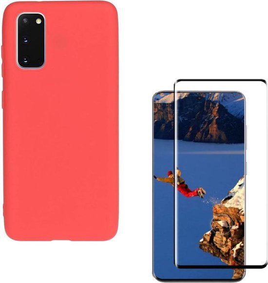 Samsung Galaxy S20 Ultra Hoesjes – Liquid Siliconen Backcover – Soft Touch Flexibel – Inclusief Screenprotector – Rood-Ilumina Benelux