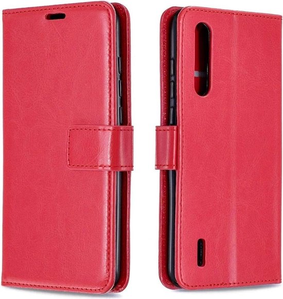 Xiaomi Redmi 9A Hoesjes – Portemonnee Book Case – Pasjeshouder – 2x Screenprotector Gehard Glas – Rood-Ilumina Benelux