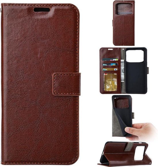 Xiaomi Poco X4 Pro Hoesjes – Portemonnee Book Case – Magneetsluiting – 2x Screenprotector – Bruin-Ilumina Benelux