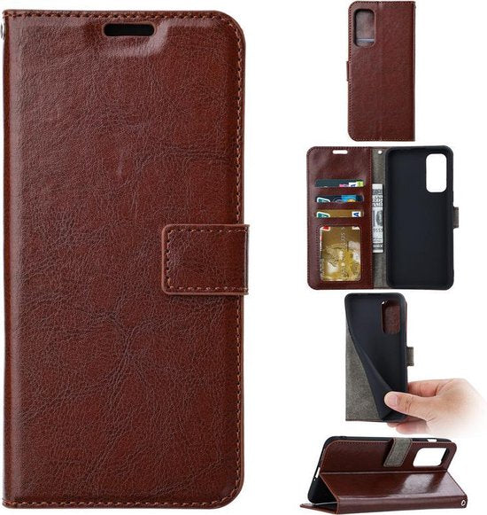 Oppo A54 5G Hoesjes – Portemonnee Bookcase – Pasjeshouder – Magneetsluiting – Bruin-Ilumina Benelux