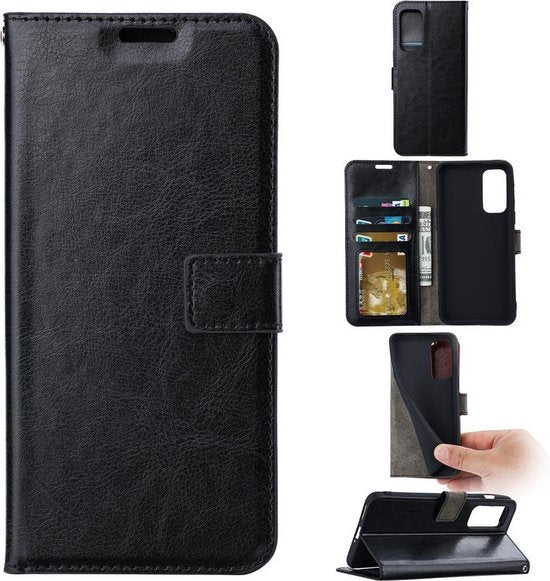 Motorola Moto G42 Hoesjes – Portemonnee Book Case – Pasjeshouder – Magneetsluiting – Zwart-Ilumina Benelux
