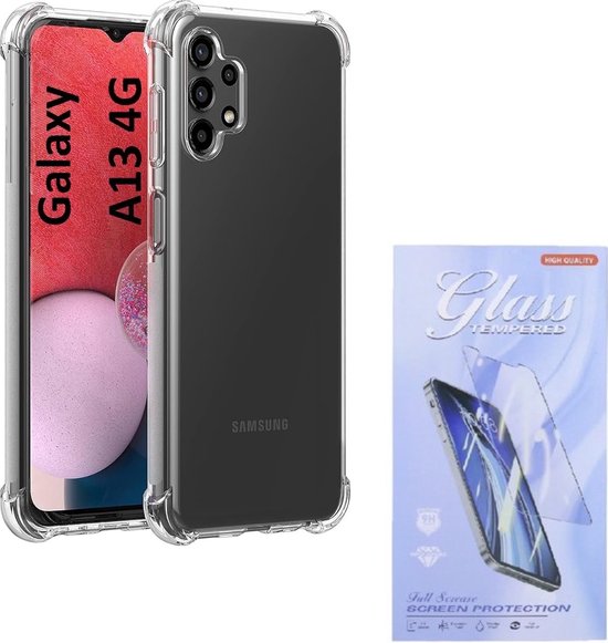 Samsung Galaxy A13 4G Hoesjes – Siliconen Backcover – Schokbestendig – Transparant – Incl. 3x Screenprotector-Ilumina Benelux