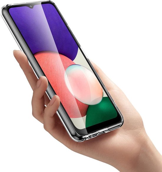 Silicone hoesje Transparant met 3 Pack Screenprotector Glas Geschikt voor: Samsung Galaxy A22 4G