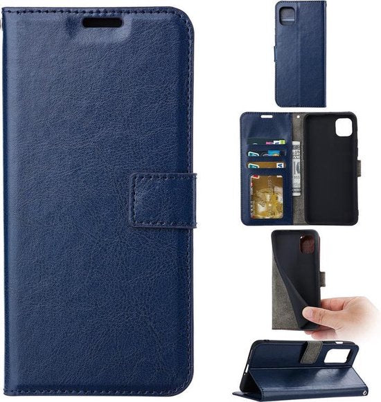 iPhone 15 Plus Hoesjes – Portemonnee Book Case – Pasjeshouder – 2x Gehard Glas Screenprotector – Blauw-Ilumina Benelux