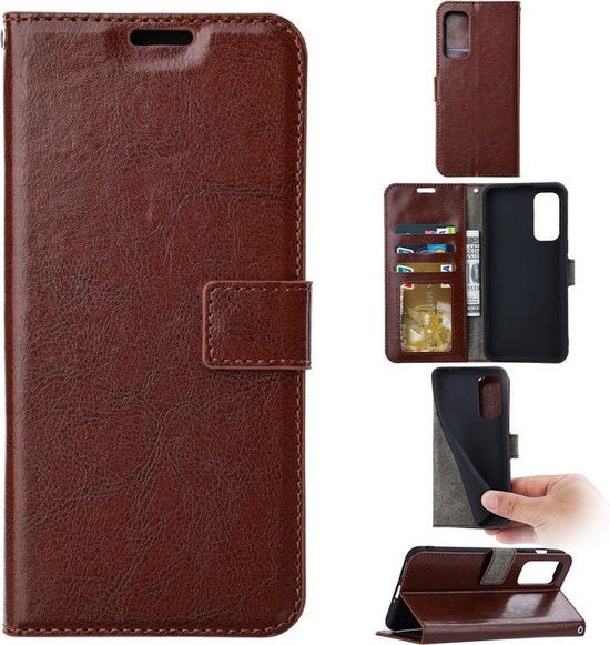 Xiaomi Redmi 12T/12T Pro Hoesjes – Portemonnee Book Case – Magneetsluiting – 2x Gehard Glas Screenprotector – Bruin-Ilumina Benelux