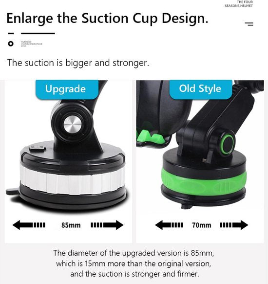 Telefoonhouder auto – Zuignap houder voor voorruit & dashboard – Stevige grip – 360° draaibaar – Zwart-Ilumina Benelux