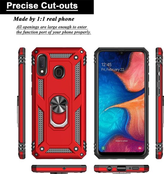 Samsung Galaxy A40 Hoesjes – Rugged Ring Armor Backcover – Schokbestendig – Ringhouder – Goud-Ilumina Benelux