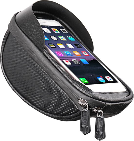 Telefoonhouder fiets – Waterdichte frametas met opbergvak – Stuurmontage – Universeel tot 6,4 inch – Zwart-Ilumina Benelux