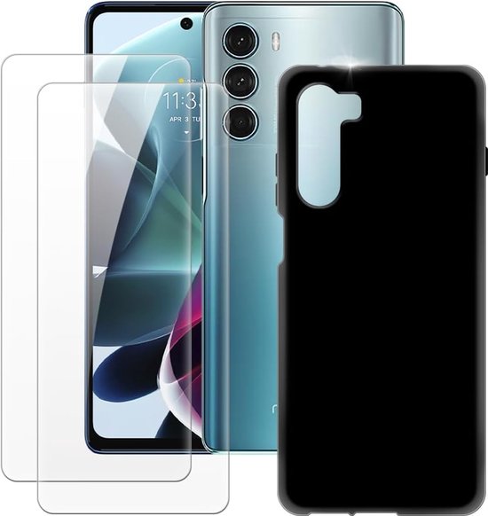 Motorola Moto G200 5G Hoesjes – Siliconen Backcover – Inclusief 2x Screenprotector – Schokbestendig – Zwart-Ilumina Benelux
