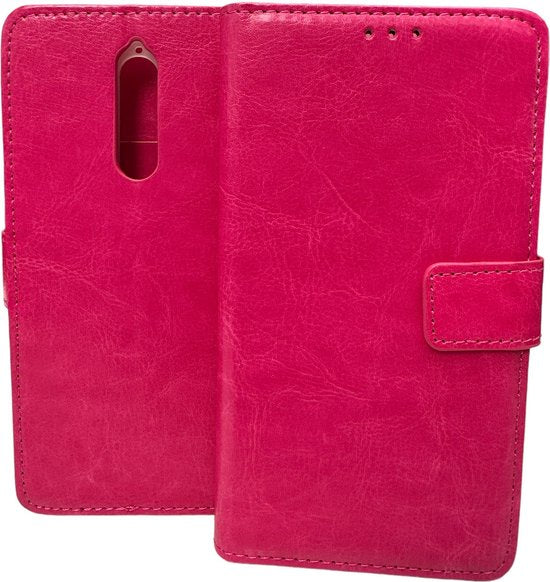 Nokia 8 Hoesjes – Portemonnee Book Case – Pasjeshouder – Magneetsluiting – Roze-Ilumina Benelux