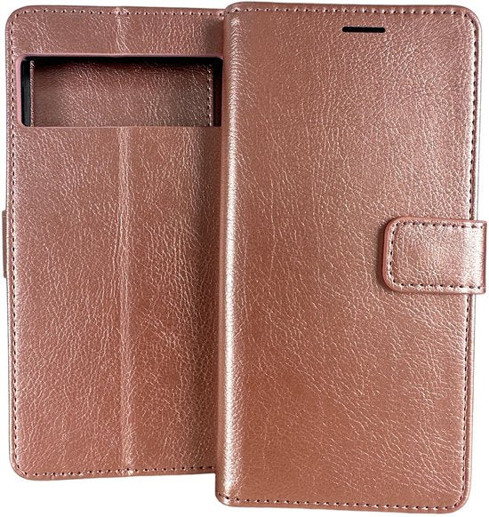 Google Pixel 6 Hoesjes – Portemonnee Bookcase – Pasjeshouder – Magneetsluiting – Roségoud-Ilumina Benelux