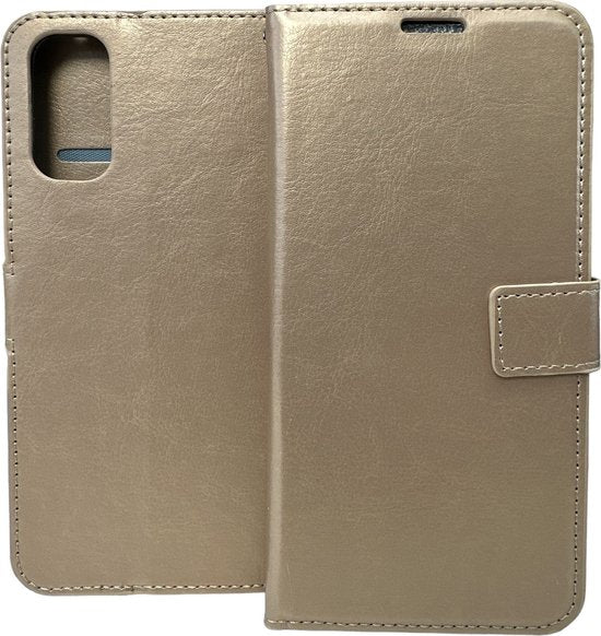 Oppo Reno 4 Pro 5G Hoesjes – Portemonnee Book Case – Pasjeshouder – Magneetsluiting – Goud-Ilumina Benelux