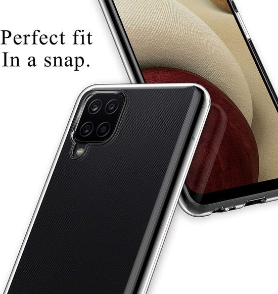 Samsung Galaxy A12 Hoesjes – Transparante Siliconen Backcover – Inclusief 2x Screenprotector Gehard Glas – Anti Kras-Ilumina Benelux