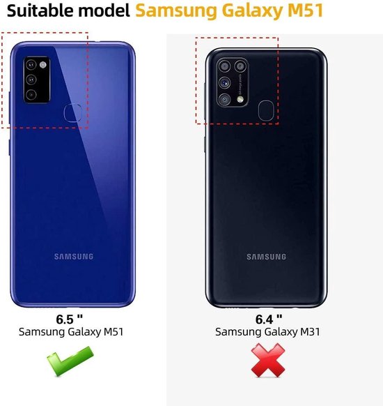 Silicone hoesje Transparant met 2 Pack Screenprotector Glas Geschikt voor: Samsung Galaxy M51