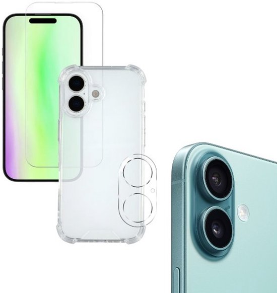 iPhone 17 Hoesjes – Anti-Shock Siliconen Backcover – Transparant – Met Screenprotector & Camera Lens Protector-Ilumina Benelux