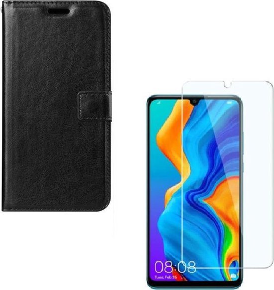 Huawei P30 Hoesjes – Portemonnee Backcover – Pasjeshouder – 2x Screenprotector – Zwart-Ilumina Benelux