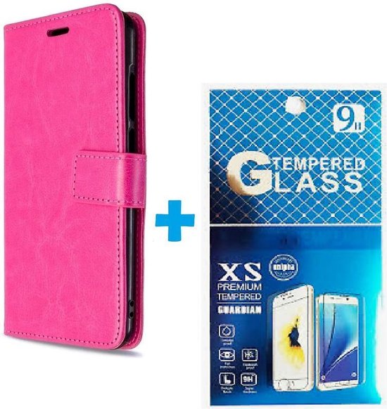 Sony Xperia 10 III Hoesjes – Portemonnee Bookcase – Pasjeshouder – 2 Pack Screenprotector Gehard Glas – Roze-Ilumina Benelux