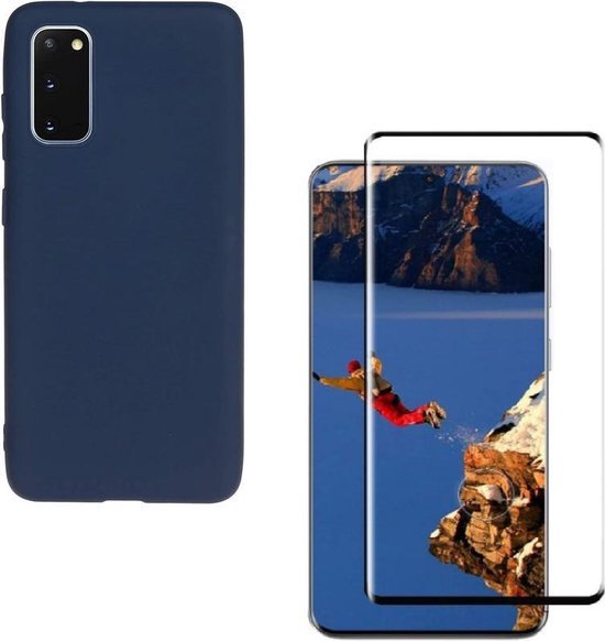 Samsung Galaxy S20 Plus Hoesjes – Liquid Siliconen Backcover – Soft Touch Flexibel – Inclusief Screenprotector – Oxford Blauw-Ilumina Benelux