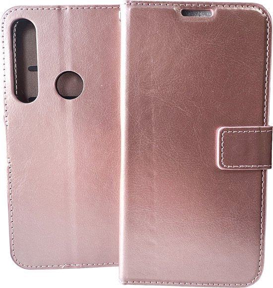 Motorola Moto G8 Power Lite Hoesjes – Portemonnee Bookcase – Pasjeshouder – Magneetsluiting – Roségoud-Ilumina Benelux
