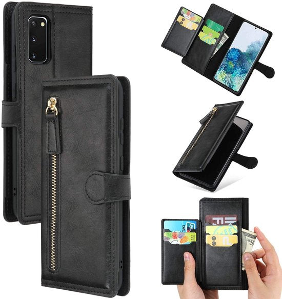 Samsung Galaxy S21 FE Hoesjes – Vintage Portemonnee Hoes – Pasjeshouder – Magneetsluiting – Zwart-Ilumina Benelux