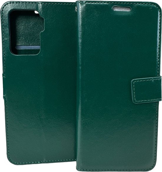 Oppo Reno 5 Lite Hoesjes – Portemonnee Bookcase – Pasjeshouder – 2 Pack Screenprotector Gehard Glas – Groen-Ilumina Benelux