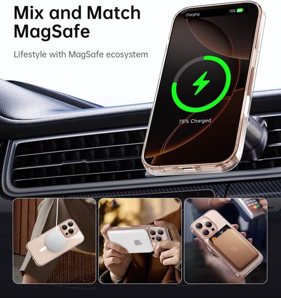 iPhone 16 Hoesjes – Anti-Shock Backcover met MagSafe – Magnetische Pasjeshouder – Zonnegeel-Ilumina Benelux