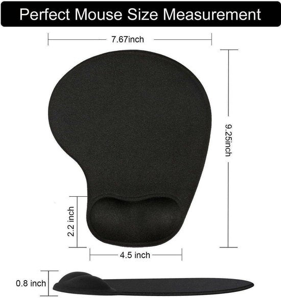 Muismat met Polssteun – Zachte Gel – Ergonomisch Comfort – Geschikt voor PC Laptop MacBook – Zwart-Muismat-Ilumina Benelux