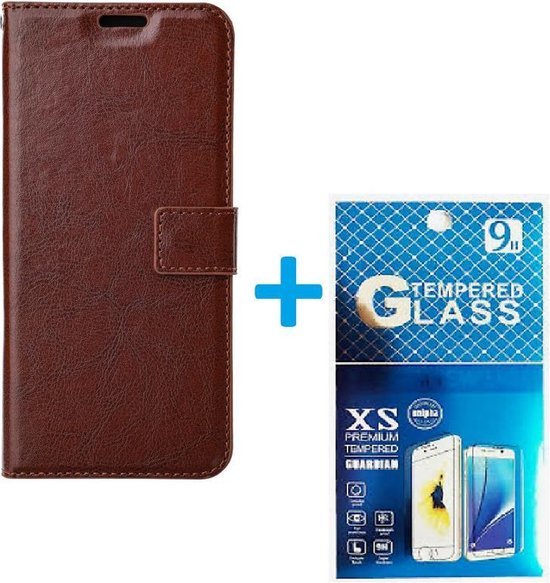 Nokia XR20 Hoesjes – Portemonnee Book Case – Pasjeshouder – 2x Gehard Glas Screenprotector – Bruin-Ilumina Benelux