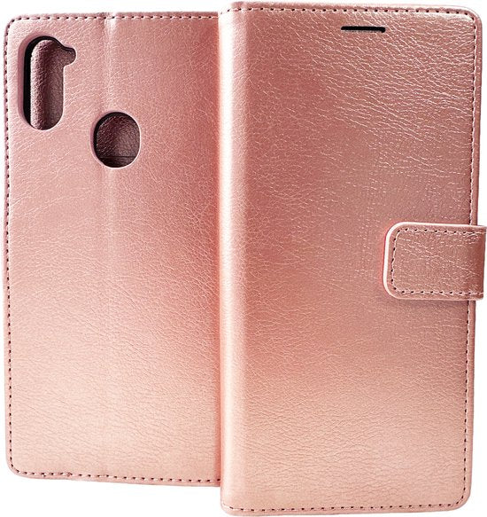 Samsung Galaxy A21 Hoesjes – Bookcase Portemonnee Hoes – Pasjeshouder – Magneetsluiting – Roségoud-Ilumina Benelux