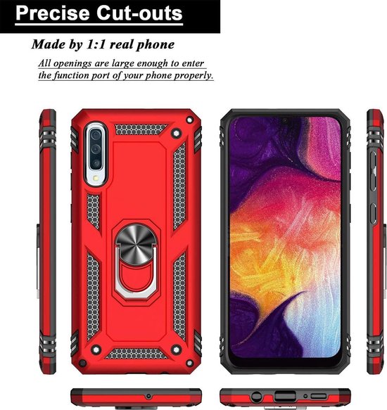 Hoesje Geschikt voor: Samsung Galaxy A20E Rugged Ring Armor schokbestendige zwart