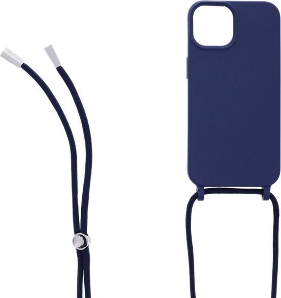 iPhone 14 Pro Hoesjes – Siliconen Backcover met Ketting – TPU – Blauw-Ilumina Benelux