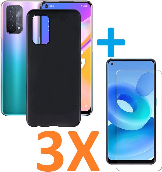 Oppo A93 5G Hoesjes – Soft TPU Siliconen Backcover – Schokbestendig – Inclusief 3x Screenprotector – Zwart-Ilumina Benelux