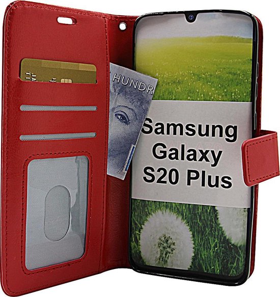 Samsung Galaxy S20 Plus 5G Hoesjes – Portemonnee Hoes – Pasjeshouder – Magneetsluiting – Rood-Ilumina Benelux