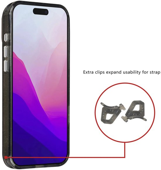 iPhone 17 Pro Max Hoesjes – MagSafe Compatibel Backcover – Glitter Design – Krasbestendig – Zwart