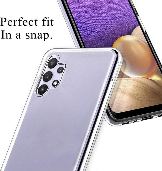 Samsung Galaxy A32 4G Hoesjes – Siliconen Backcover + 2x Screenprotector – Gehard Glas – Anti Kras – Zwart-Ilumina Benelux