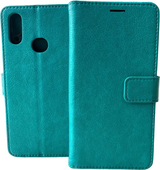 Samsung Galaxy A10s Hoesjes – Portemonnee Hoes – 2 Pack Screenprotector – Pasjeshouder – Turquoise-Ilumina Benelux