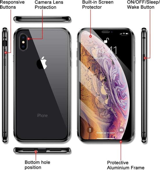 iPhone 14 Plus Hoesjes – Magnetische 360° Bescherming – Screenprotector Voor & Achter – Zwart-Ilumina Benelux